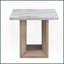 Table basse contemporaine en marbre Gregory avec finition en bois brun clair - surface facile à nettoyer Base de piédestal stable