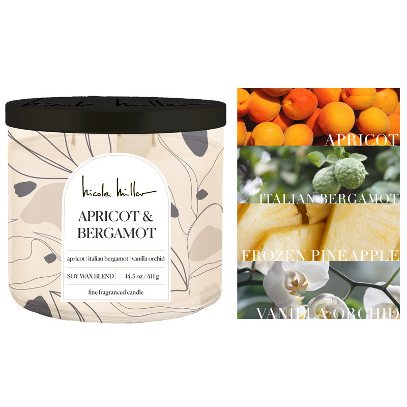 Bougie parfumée avec support en verre, Noir ; Crème