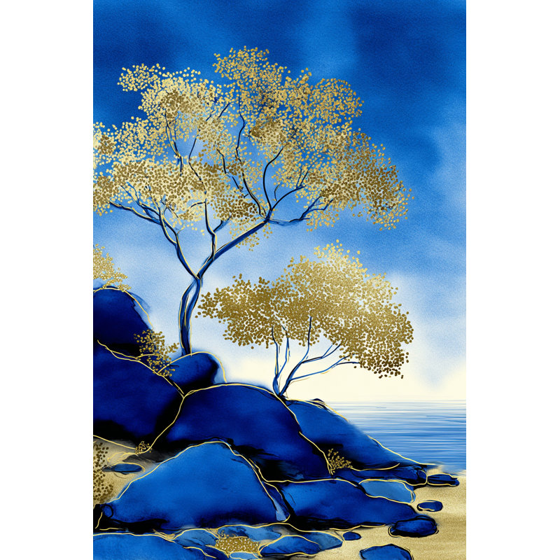 «Blue Coast Serenity Tree», art mural sur toile tendue, H 40 po x l 30 po x P 1,5 po