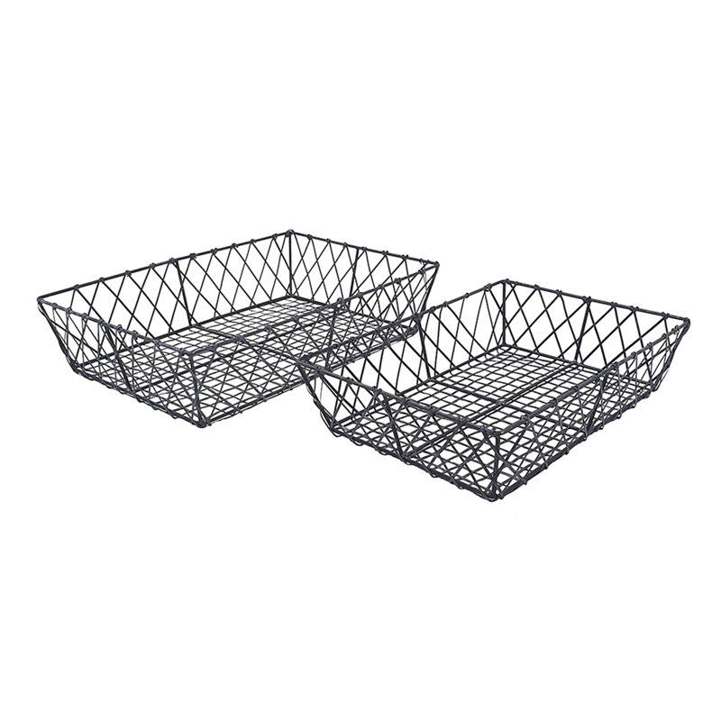 S/2 Rectangular Iron Trays,Black