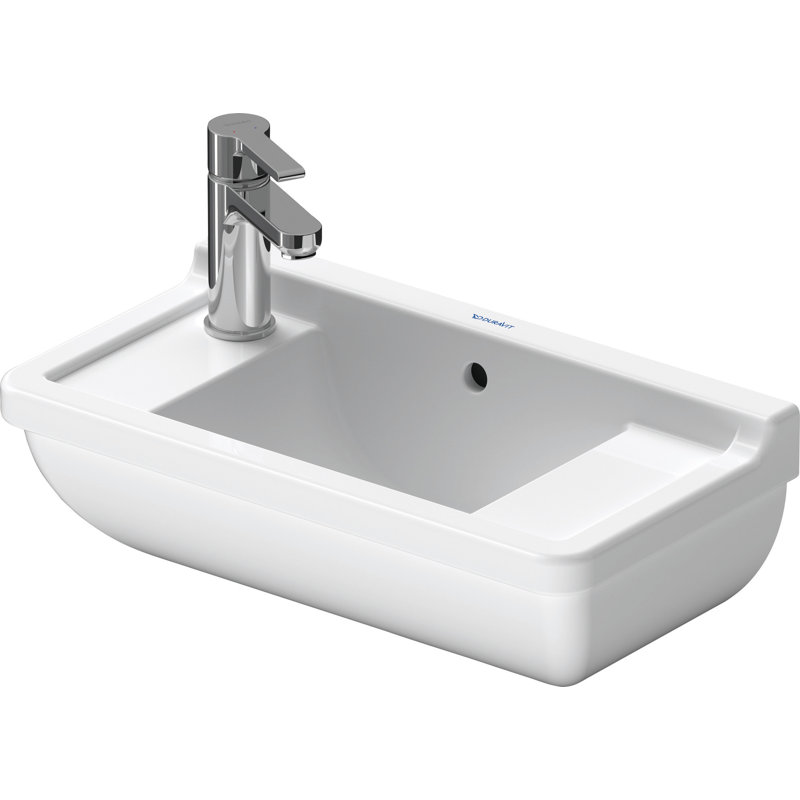 Duravit Starck 3 Ceramic 20" Wall Mount Bathroom Sink with Overflow, Right