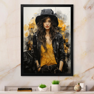 Pittsgrove, jaune et gris, Fashionistas Portrait II sur toile