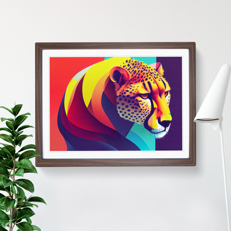 Cheetah - Framed Print, 25cm H x 34cm W, Walnut Framed