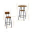 Ensemble de table de cuisine 3 pièces à hauteur de comptoir, table de bar ronde et tabourets Rustic Industrial