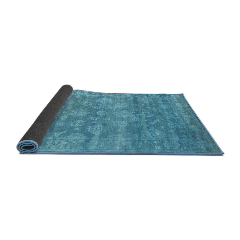 Tapis bleu ciel contemporain, Rond 3 pi