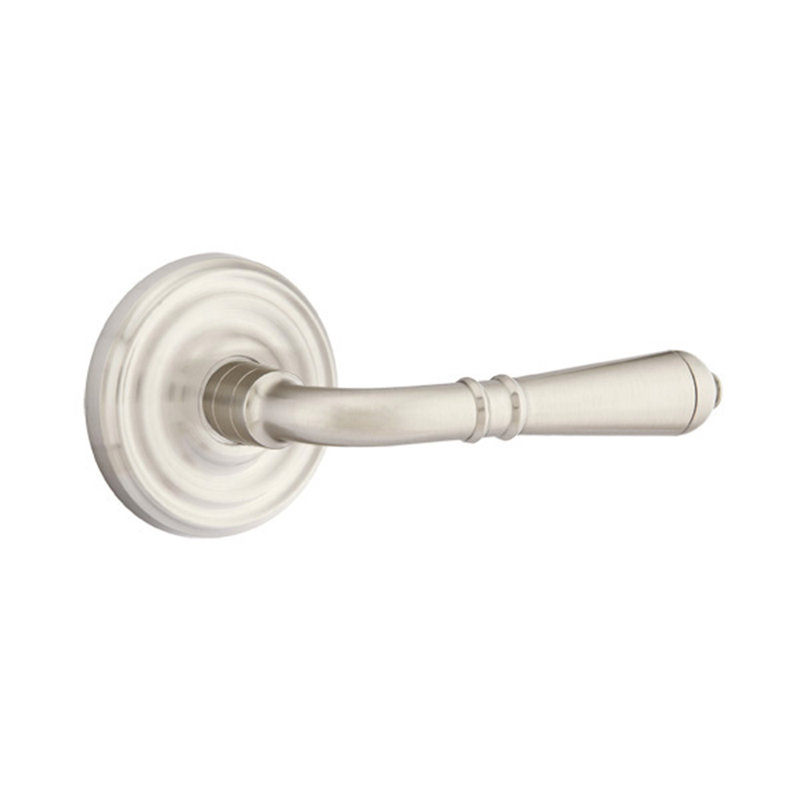 Levier de porte avec rosette Turino, Nickel satiné, Droite