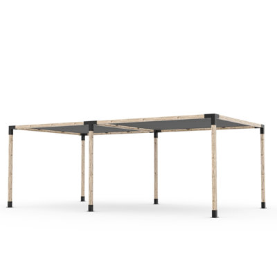 Toja 12' X 22' Double Pergola Kit With 2 Shade Sails For 4X4 Wood Posts
