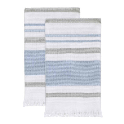 Izod Clubhouse Stripe 100% Cotton Midweight Waffle Fingertip Towel