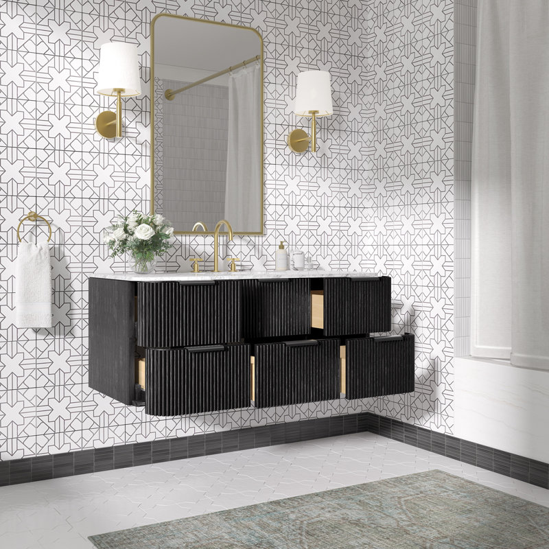 Kensington Floating Vanity 48" Single Vanity, Black