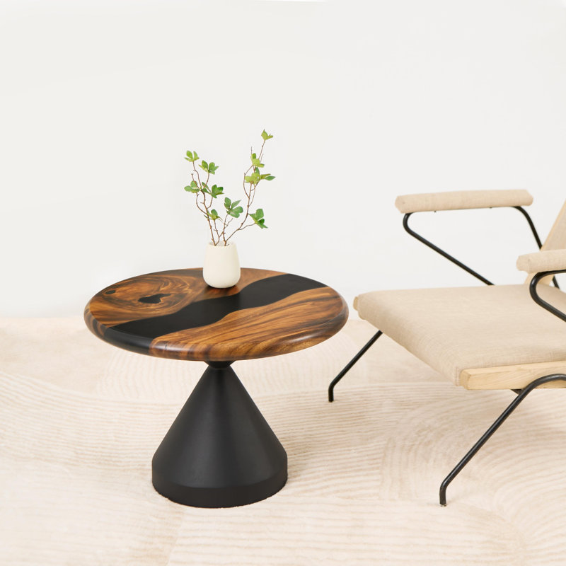 Table basse ronde en époxy de 35 po de diamètre, H 16 po x L 35 po x l 35 po