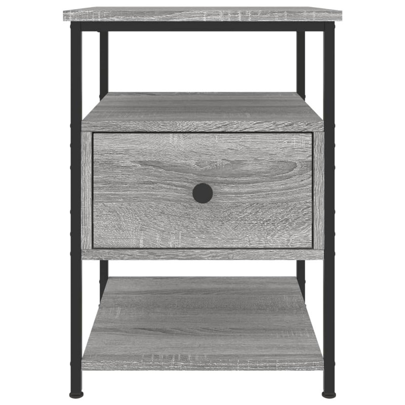Agshin 40cm W Iron Bedside Table, Grey Sonoma, Individual