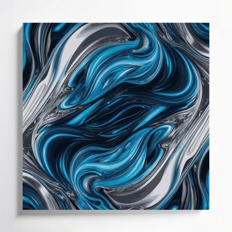 Abstrait art fluide sur toile grise 61, H 16 po x l 16 po