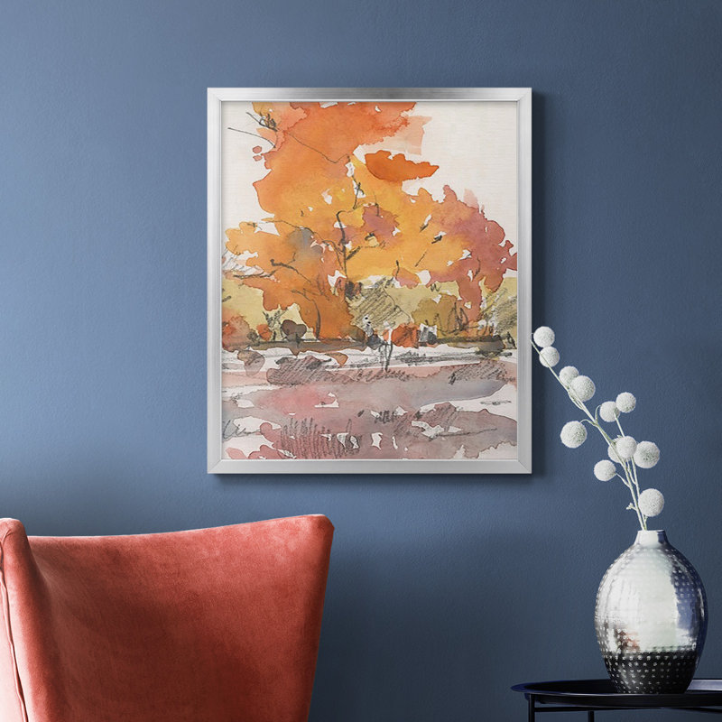 Aquarelle sur toile Treeline, Argent, H 24 po x l 20 po
