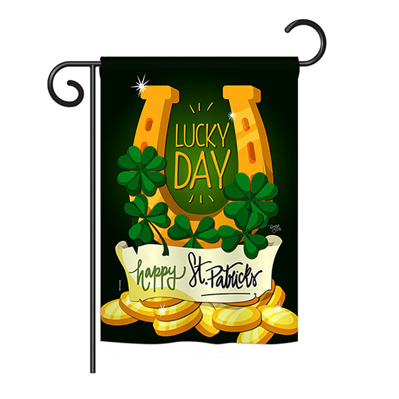 Polyester de 2 côtés en polyester 19 po, de la chance de la saint-valentin de st patrick drapeau de jardin, Polyester