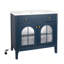 Meuble-lavabo de salle de bain avec verre à motif et bande lumineuse à capteur de mouvement, meuble-lavabo autoportant Farmhouse avec rangement, meuble-lavabo haut de gamme pour salle de bain-133039503