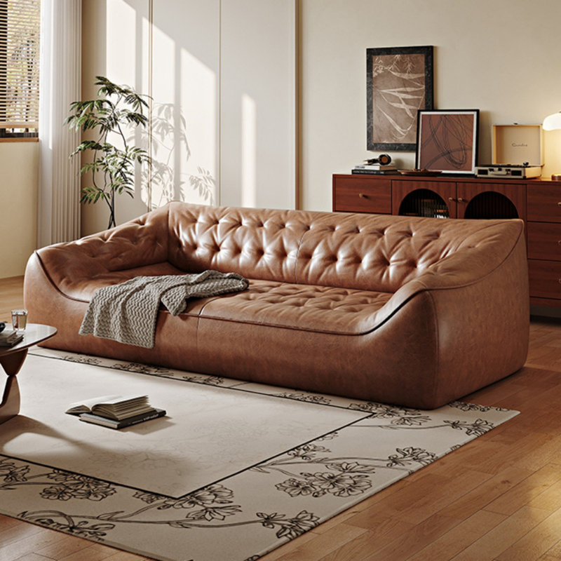 Canapé moderne brun simple, Brun, H 25,59 po x l 82,62 po x P 43,31 po