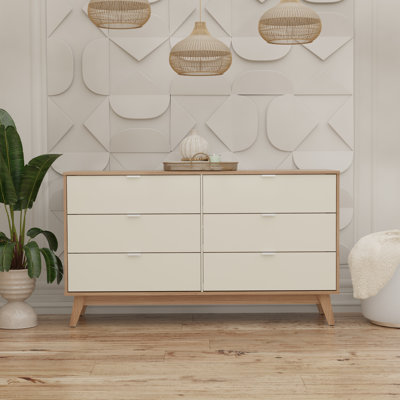 Ensemble de chambre à coucher 2 pièces Jomana - Commode 6 tiroirs et table de chevet 2 tiroirs