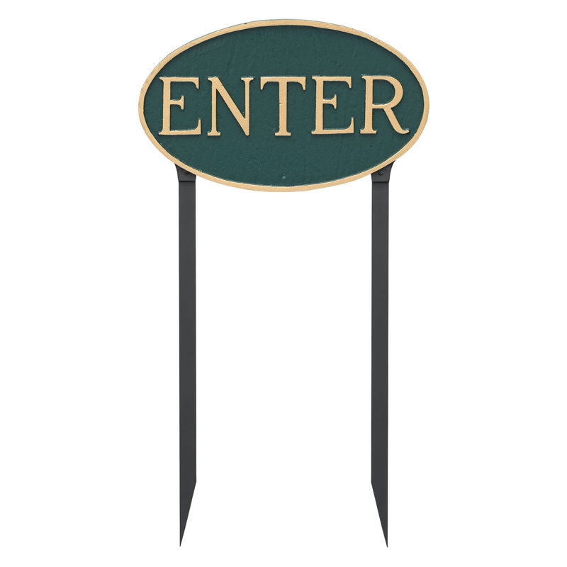Enter Statement Garden Sign, Hunter Green/Gold