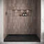 Base de douche 60 po x 32 po en alcôve en acrylique noir brillant avec bonde centrale, bonde incluse-115227514