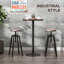 Table de bar ronde d'une hauteur de 42 po, table de pub industrielle rustique, table de bistro en bois d'orme avec base en métal