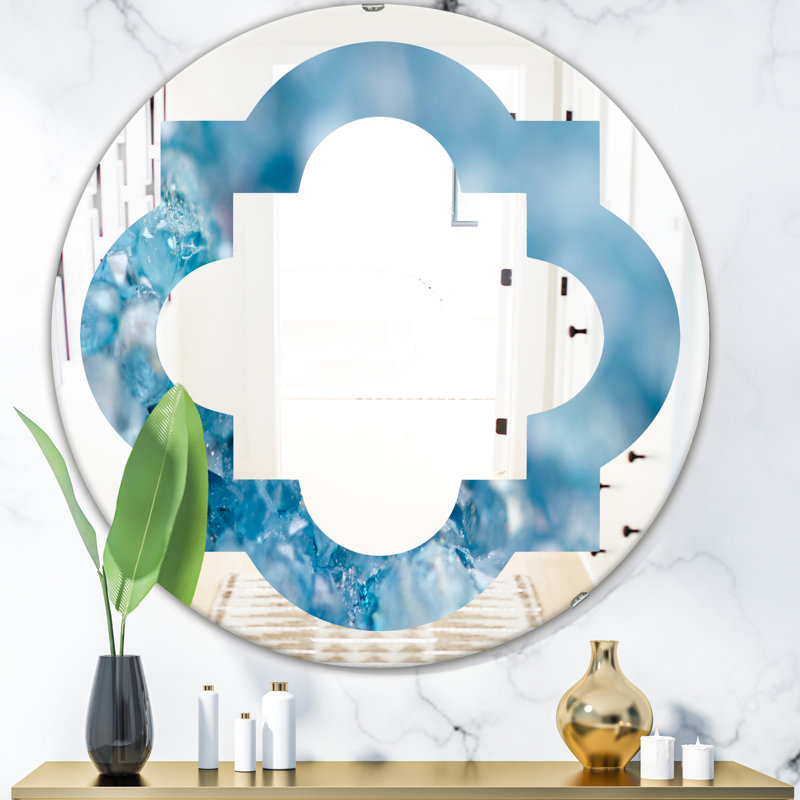 Eclectic Wall Mirror, 23.6" H x 23.6" W, Quatrefoil Crystals Agate