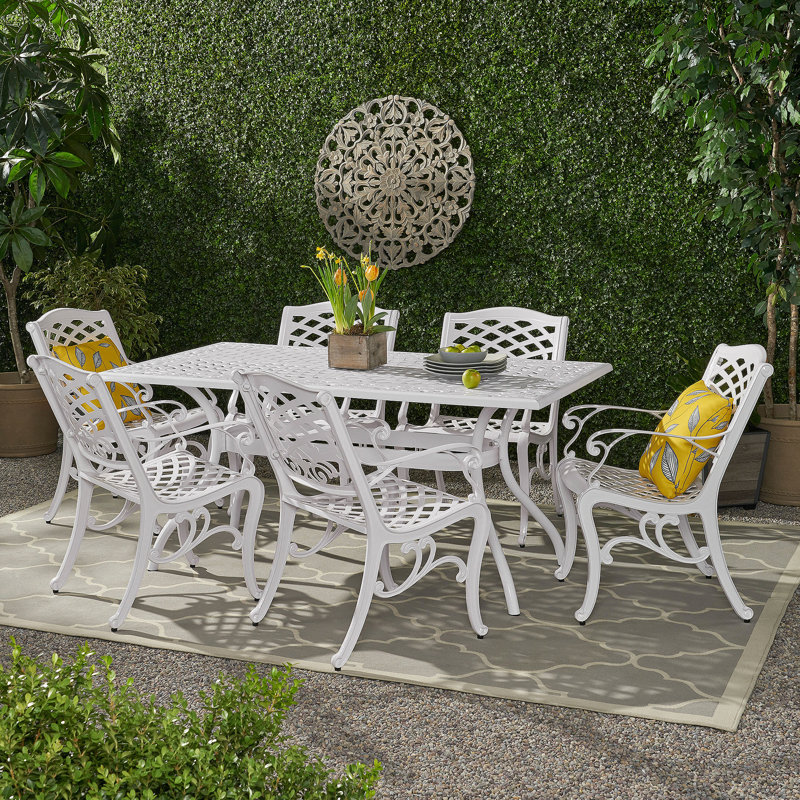 Ensemble repas d'extérieur 7 pièces, White