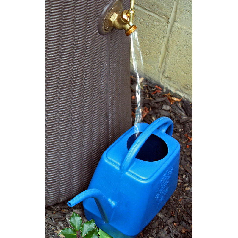 Dark Brown Wicker 50 Gallon Planter Rain Barrel