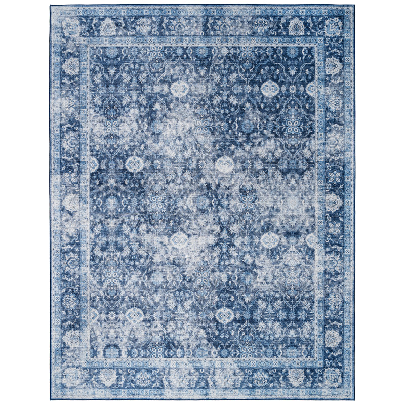 Roshun Noor Vintage Machine Washable Area Rugs, Rectangle 5' x 7', Dark Gray Ivory