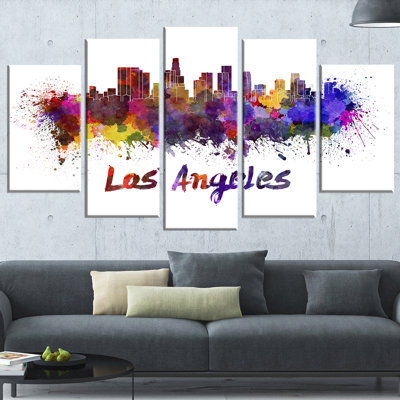Los Angeles Skyline - ensemble de 5 impressions sur toile tendue