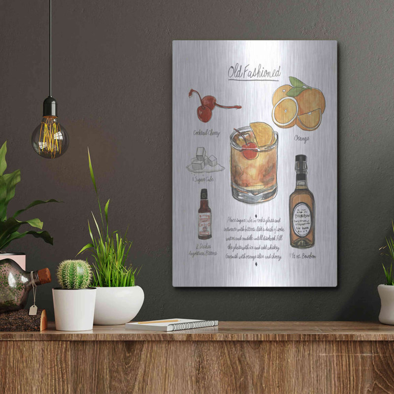 «Classic Cocktail Mojito» par Naomi McCavitt, art mural en métal, 16 po x 24 po, H 16 po x l 12 po