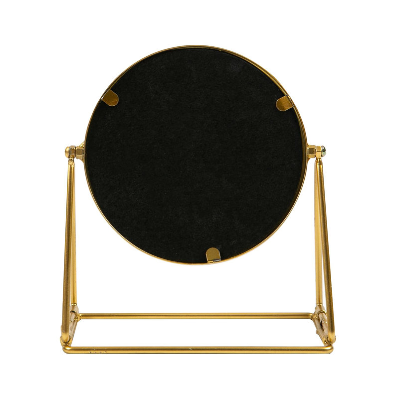 Round Makeup Mirror, 20cm H x 18cm W, Gold