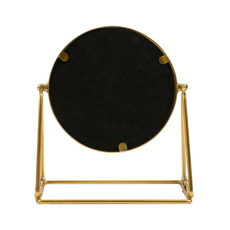 Round Makeup Mirror, Gold, 20cm H x 18cm W