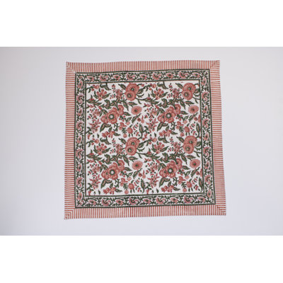 Cotton Pink Rose Garden 21" Square Napkin