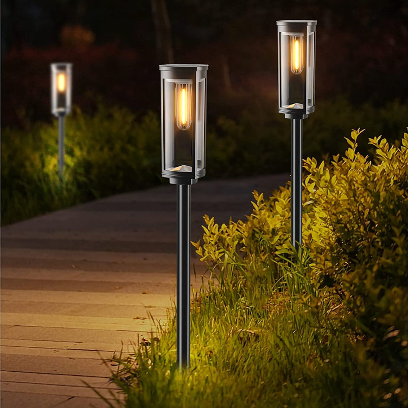 Ensemble de lumières de sentier intégrées à énergie solaire noires à DEL