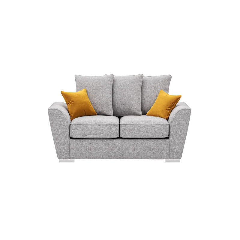 Bailor 2 Seater Velvet Sofa with Loose Back Cushions, Yellow Velvet, Grey