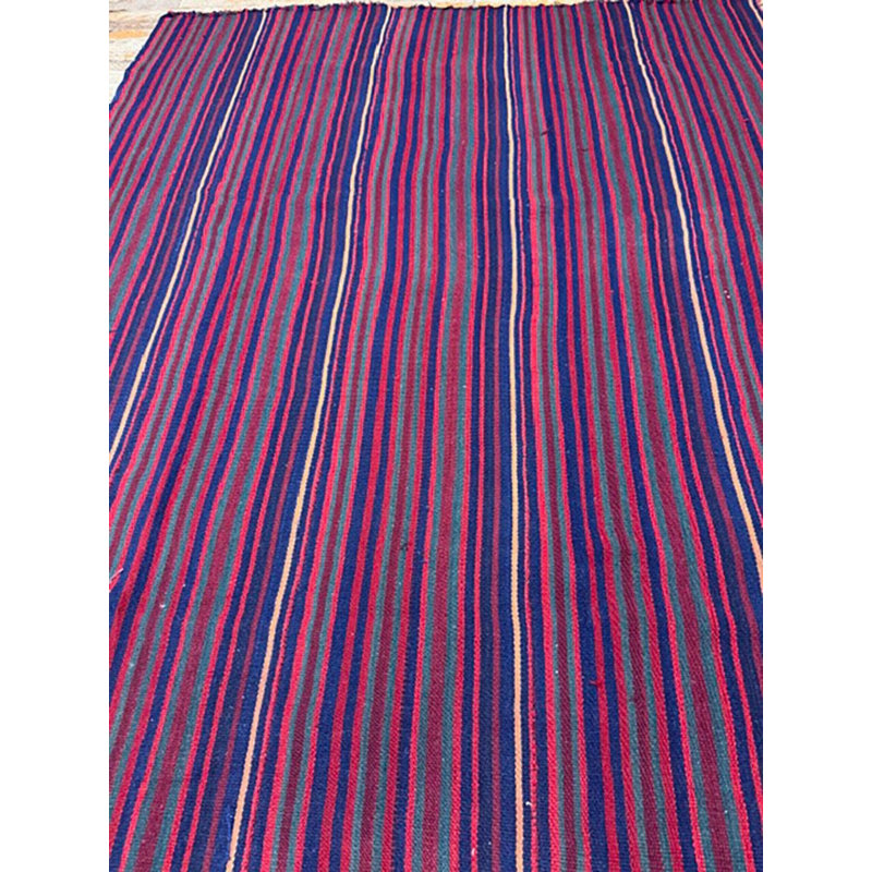 Tapis carré décoratif turc Kilim vintage en laine tissée à plat, motif géométrique des années 1950, 152 x 152 cm.