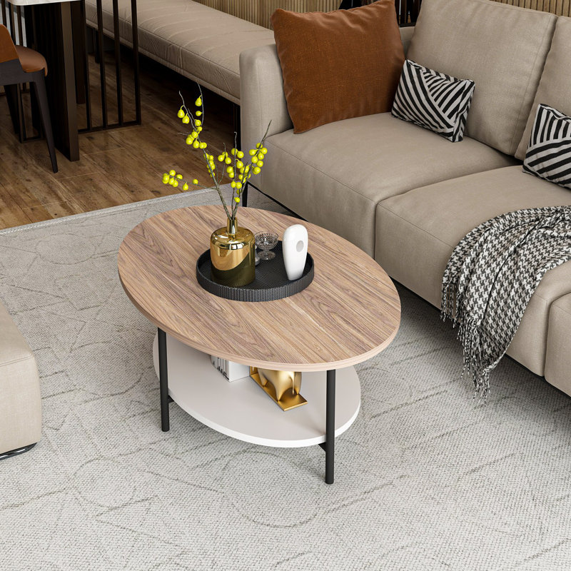 Modern Scandinavian Coffee Table, Oak & White, 35.4 x 14.2 x 23.6 inches | 100% Melamine Coated Particle Board, Thickness: 0.7 inches | Stylish Design for Living Room, Durable & Elegant Furniture Piece