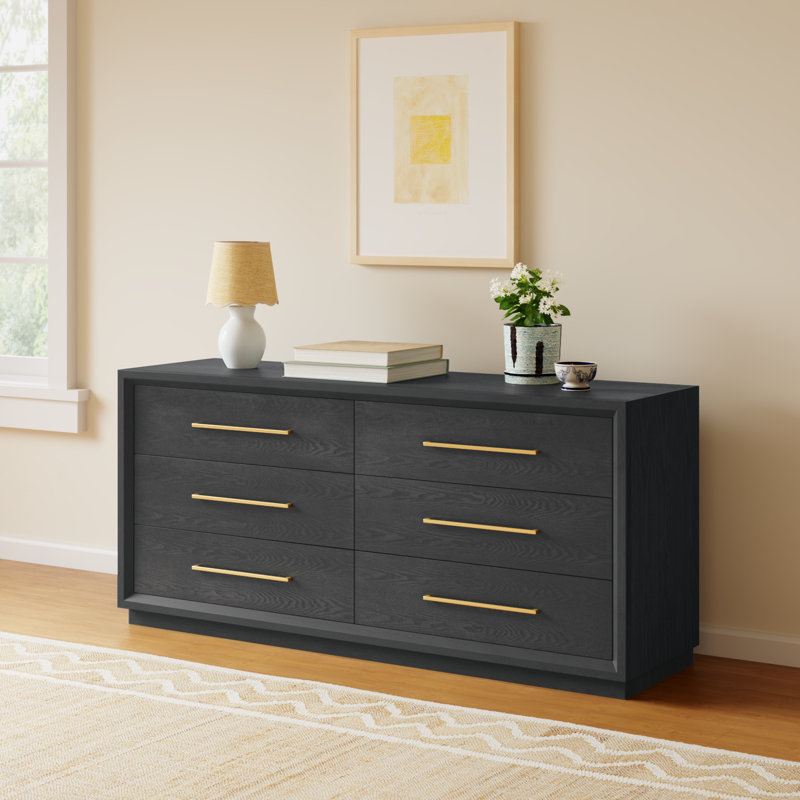Langley 6 Drawer 67.99" W Dresser, Gray