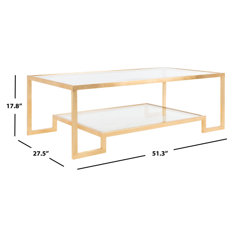 Vivian Gold Leaf Glass Coffee Table with Storage