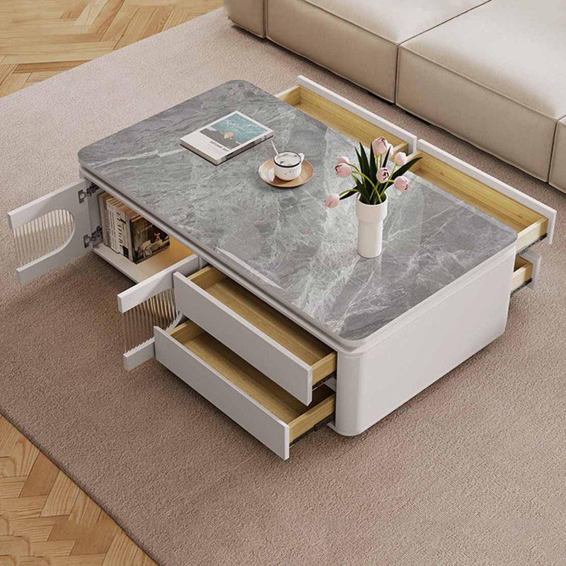 Table basse rectangulaire, Gris clair, H 21,7 po x L 51,2 po x l 27,6 po, Gris