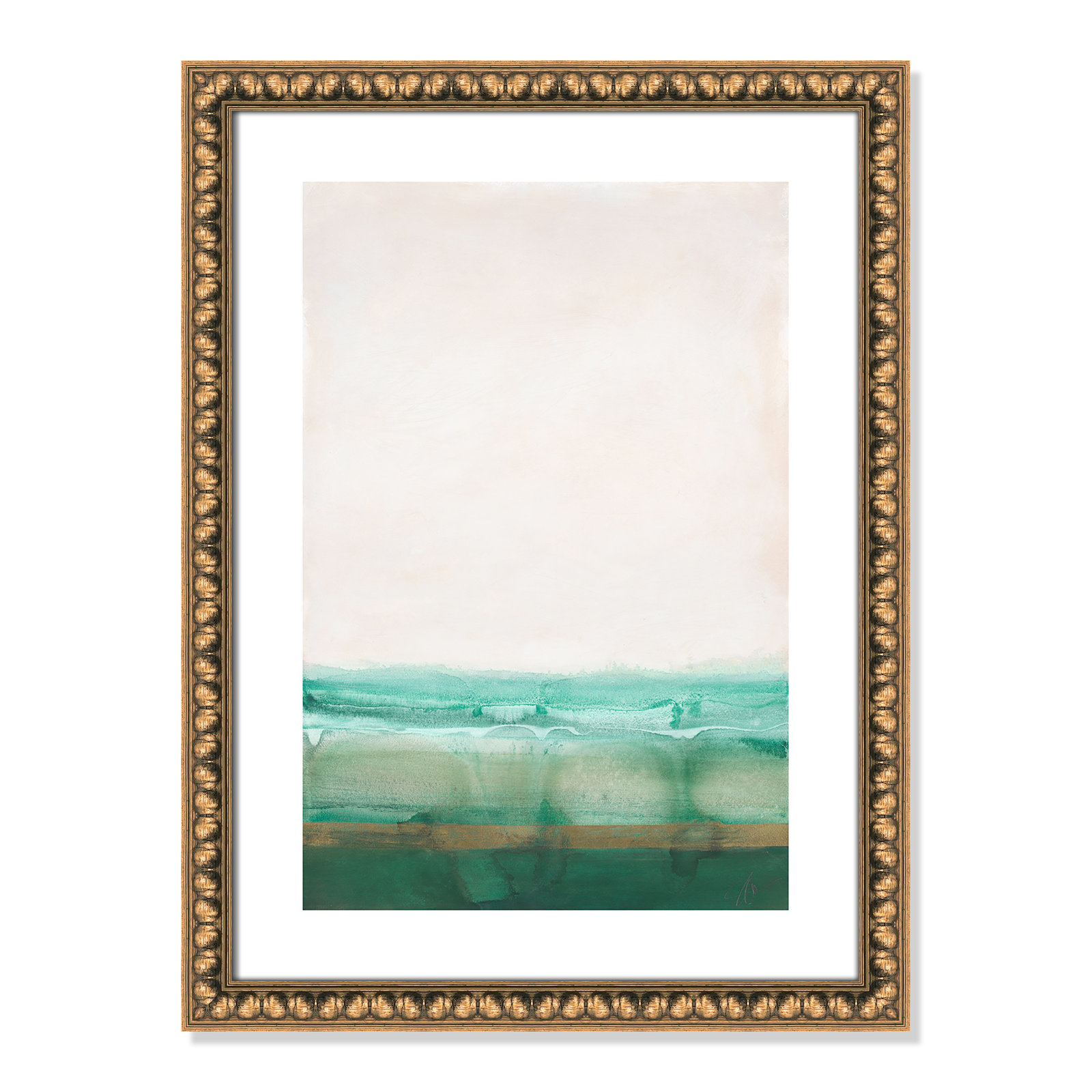 Emerald Shores by Filippo Ioco - Painting Print, Gold Bead Framed Paper, 23" H x 17" W x 1.13" D
