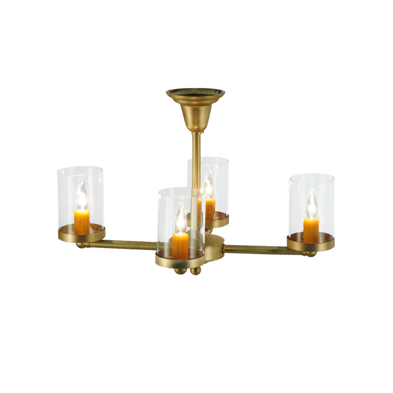 Lustre cylindrique à 4 lumières avec abat-jour