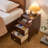 Solid Wood Nightstand with Two Drawers and Pull-Out Panel