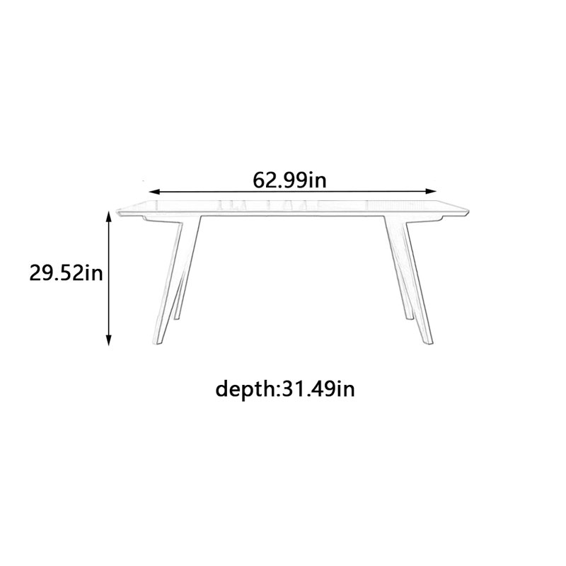 Heuller Dining Table, 29.52"H x 62.99"L x 31.49"W
