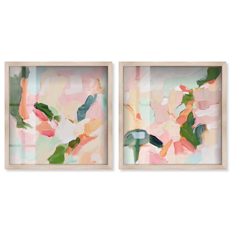 «Blush Boho Minimal Wall Print Shadowbox Pastel Abstract Art» par Art Remedy, H 17 po x l 17 po, Crème, crème