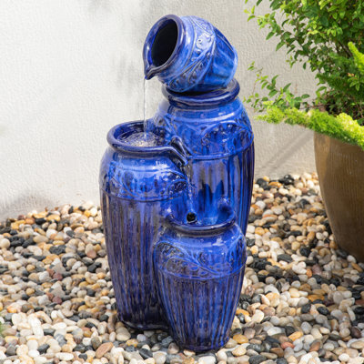 Outdoor Ceramic / Porcelain Weather Resistant Fountain with Lights