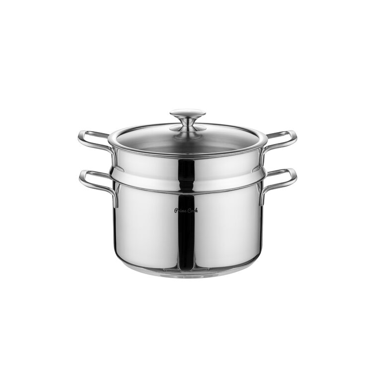 Stainless Steel Steamer Pot Cooker Pot Steamer Basket Pasta Vented Glass Lid