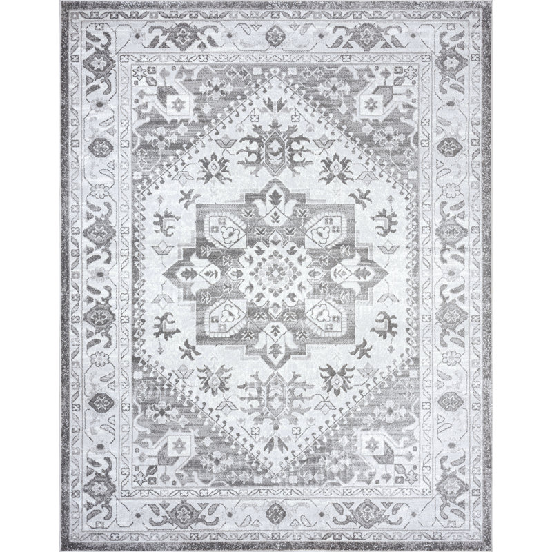 Tapis oriental gris Jameel, Rectangle 4 pi x 5 pi 3 po