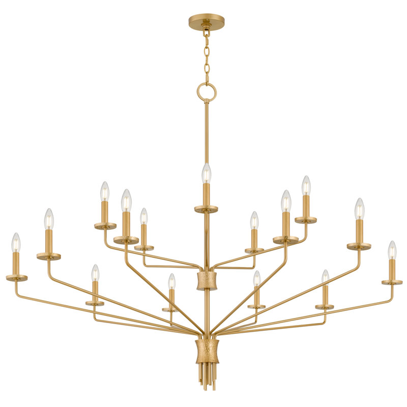 Lustre en or brossé 15 lumières Alexander, Or brossé
