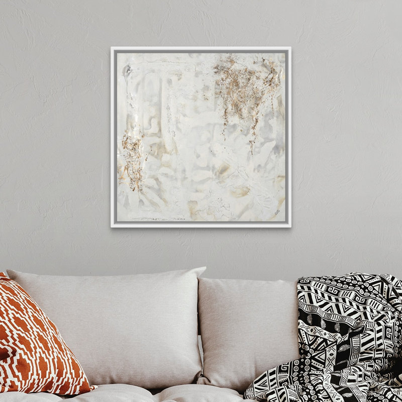 Gold Sol II - Print on Canvas, White Floater Framed, 32" H x 32" W x 1.75" D
